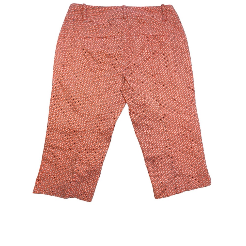 Ann Taylor Bermuda/Boardwalk Short Deep Orange‎ Geometric Print Stretch Size 4 - Picture 2 of 9
